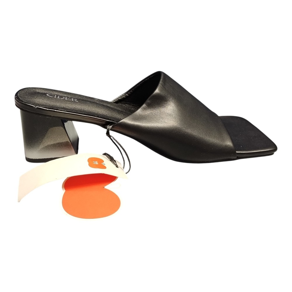Cider‎ Block Heeled Mules Womens EU 41 Black Leather Comfort Slip On Open Toe